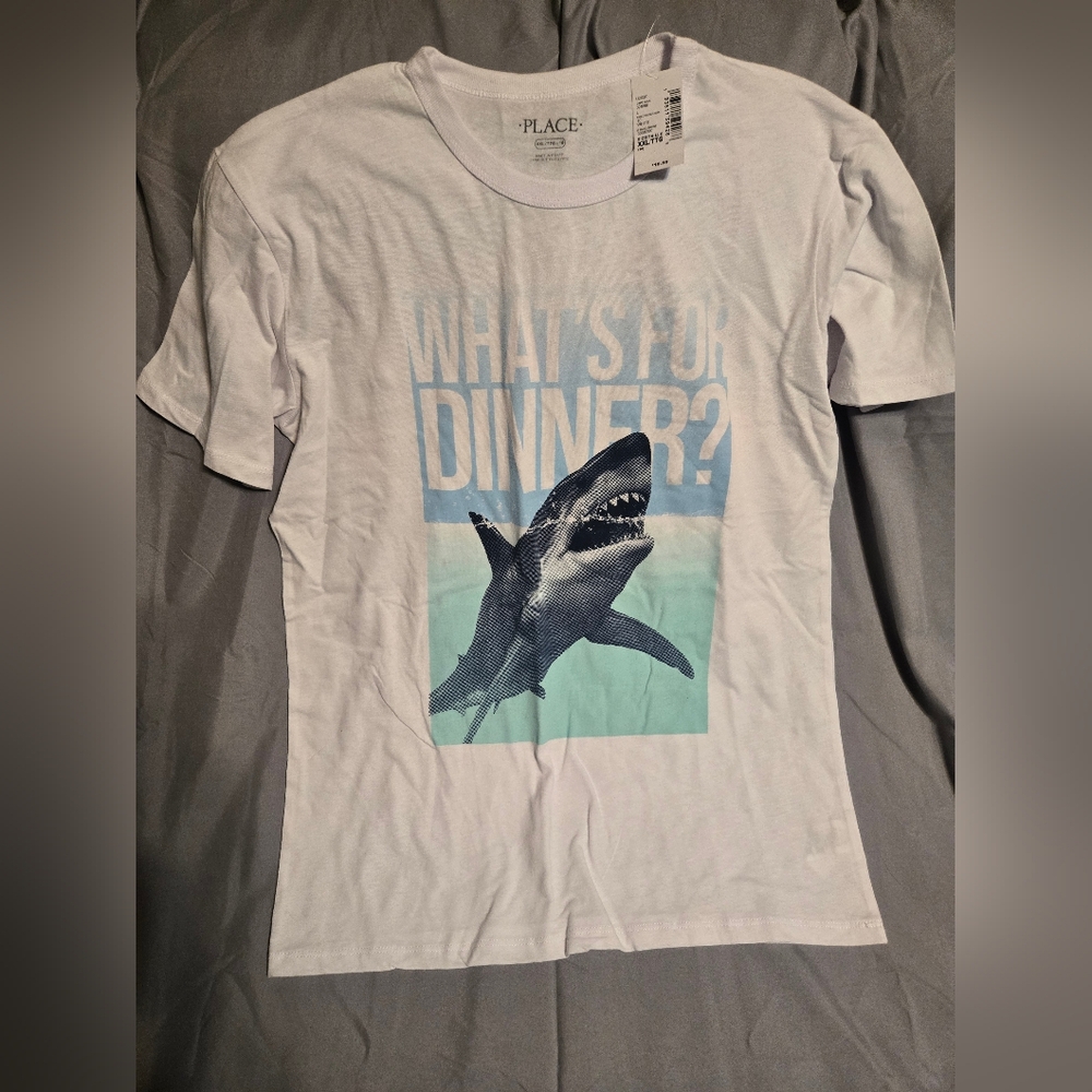 Boys Childrens Place T-Shirt - White, Size XXL 16 NWT